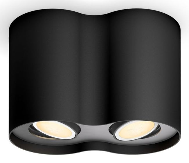 Philips Hue Pillar Smart Spot Light - Black - Bluetooth - 2 Spots - GU10 - Dimmable - White Light - 4.2W - 2200-6500K