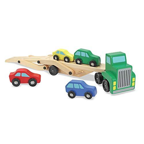 MELISSA & DOUG autotransporter van hout met voertuigen (6 delen)