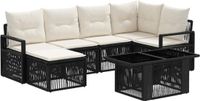 vidaXL Tuinbank Set 7-delig Zwart/Crème Polywood