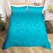 Draps de lit, bleu marine, damas à imprimé floral, microfibre, pour un lit double
