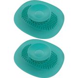 cyclingcolors 2 x siliconen afvoerstop, universeel, met zeeffunctie, voor douche, bad, afvoerstop, wastafel, spoelbak, badkuipstop, lichtblauw