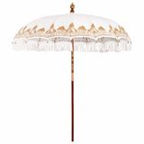 vidaXL Balinese Stokparasol Hout Crème Rond 215 x 215 x 260 cm