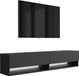 3E 3xE living.com 3xE living TV-meubel, 170 cm, matzwart, met witte LED-verlichting