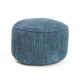 Lumaland zitzak poef van corduroy | Compacte 50L gaming poef met 3-in-1-functie: comfortabele kruk, handig tafeltje en stijlvolle voetenbank voor binnenshuis | Ø 25 x 45 cm - Marineblauw