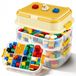 Boîte de rangement pour briques de construction - Boîte de tri à 4 couches de 5 litres - Boîte en plastique avec couvercle - Boîte de rangement empilable pour jouets - Convient aux briques de construction et aux puzzles - Jaune