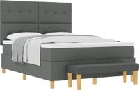 vidaXL Boxspring Bed met Hoofdeinde Donkergrijs 200 x 160 cm Stof