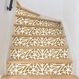 Ambiance Sticker Zelfklevende trap, tegels, trap, hout, wit, design, zelfklevend, voor trap, cementtegels, 2 stroken van 15 x 105 cm