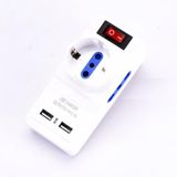 V-TAC 3-voudige 2-voudige stekkeradapter/stopcontact Duits / 2-voudige Italiaanse standaard met 2 USB-poorten en verlichte schakelaar - Sku 8830