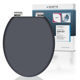 SCHÜTTE WC-bril SPIRIT met softclosemechanisme van hout, toiletdeksel van MDF, houten kern, toiletbril met wc-deksel, wc-bril en deksel, belastbaar tot 175 kg, antraciet