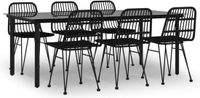 vidaXL 7-delige Tuinset Poly Rattan Zwart