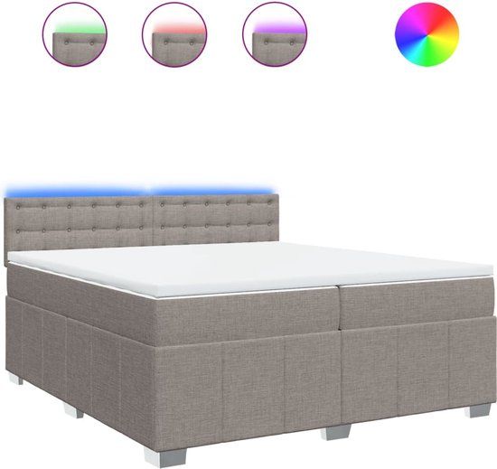 vidaXL Boxspring met matras stof taupe 200x200 cm