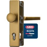 ABUS Deurbeslag HLS214 F4 08302 Lange afdekplaat, asmaat 92 mm, deurklink binnen & stijve knop buiten – voor huisdeuren