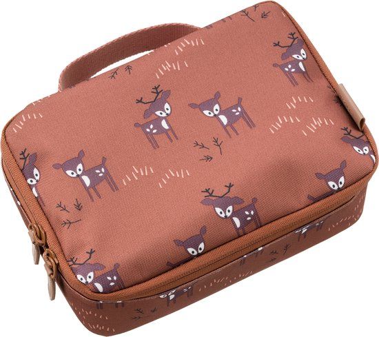 Fresk Kleine Koeltas Kind 2.5 L – Lunchtas Unisex – Thermische Lunch Koeltas - Met Bestekvak - Waterafstotende Lunchtas - Bruin - Deer Amber Brown