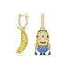 Swarovski Minions Stuart and Banana ringoorbellen, Pavé, Mini, Meerkleurig, Goudkleurige toplaag