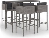 vidaXL 5-delige Tuinbarset met kussens, polyrotan, grijs