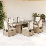 Prolenta Maison Exclusive 7-delige tuinset met kussens, beige, van polyrotan