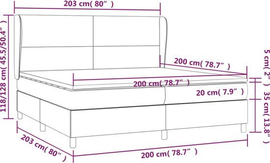 vidaXL Boxspring met matras fluweel lichtgrijs 200x200 cm