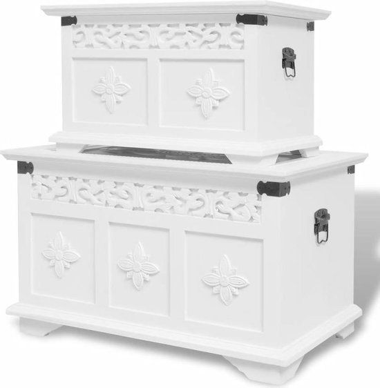 vidaXL Opbergkisten set wit 2 stuks