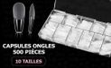 Nageltips, Carehabi Kunstnagels, 500 stuks, transparant, Amerikaanse stijl, met opbergkoffer