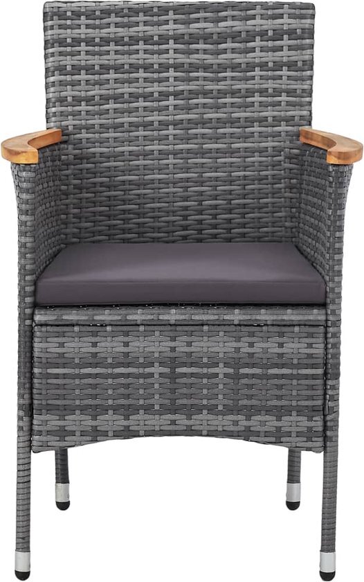 vidaXL 5-delige Tuinset poly rattan grijs