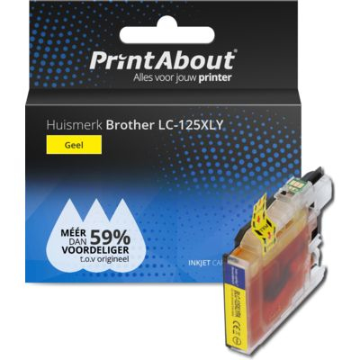 PrintAbout Huismerk Brother LC-125XLY Inktcartridge Geel Hoge capaciteit