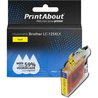 PrintAbout   Huismerk Brother LC-125XLY Inktcartridge Geel Hoge capaciteit