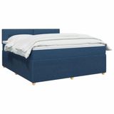 vidaXL Boxspringbed met matras en hoofdeinde, blauw, 140 x 200 cm, stof
