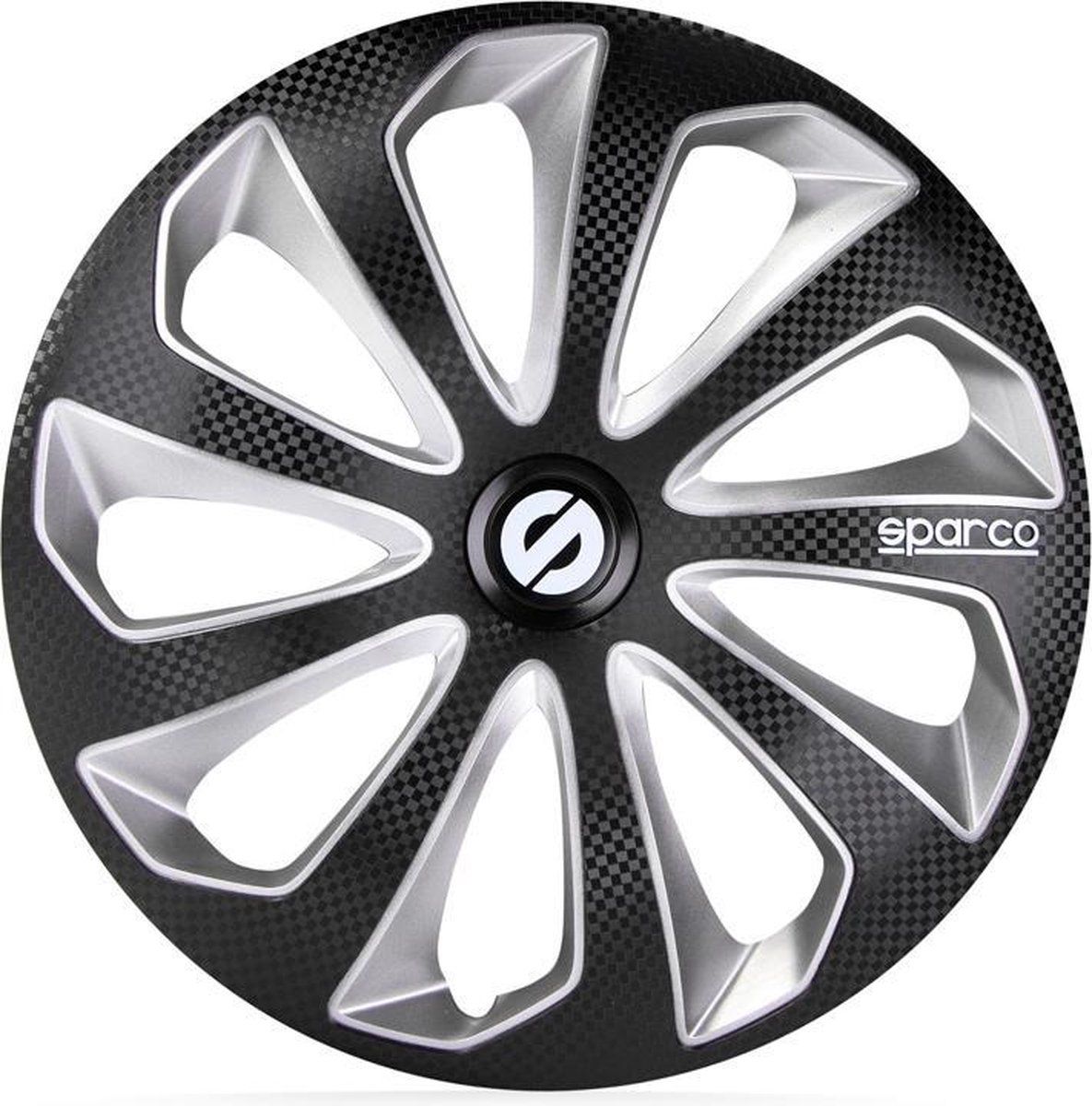 Sparco wieldoppen Sicilia 14 inch ABS zwart/zilver set van 4
