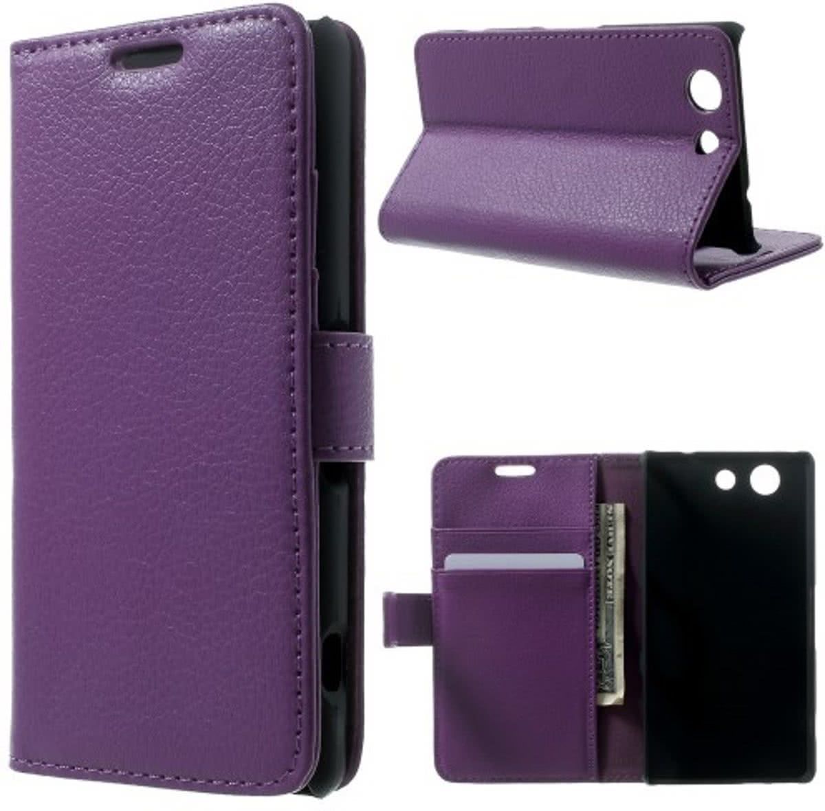 Litchi wallet hoesje paars Sony Xperia Z3 Compact