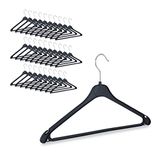 Relaxdays kledinghanger, 30 stuks, broeklat, overhemden, rok, jurk, vrouwen, mannen, draaibare haak, kunststof, zwart