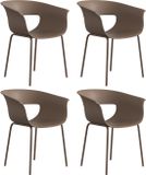 Outsunny Tuinstoel voor Buiten-Metaal, kunststof-61L x 51B x 74H cm-Koffie