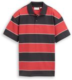 Tom Tailor - Oversized jersey poloshirt van katoen - Maat 140 - wide grey red block stripe