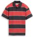 Tom Tailor - Oversized jersey poloshirt van katoen - Maat 140 - wide grey red block stripe