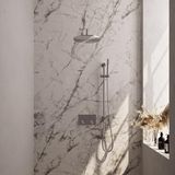 Brauer Brushed Edition Thermostatische Regendoucheset Inbouw - Hoofddouche 30 cm - Gebogen Wandarm - Met Drukknoppen - Handdouche Staaf - Doucheslang - Geintegreerde Glijstang - Rvs