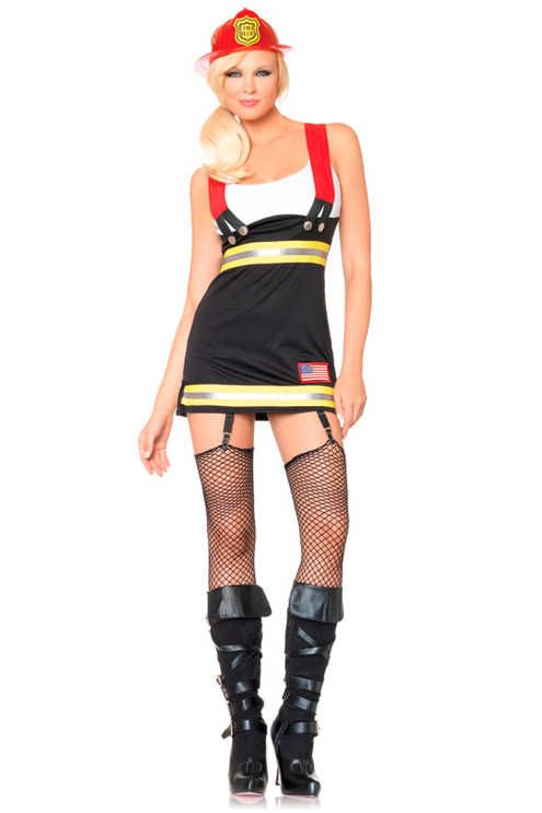 Leg Avenue Speelpakje Brandweervrouw - Zwart - Polyester - Dames