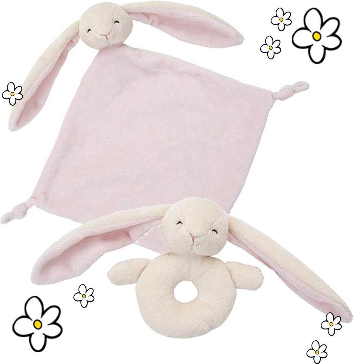 Nature Planet Zachte rammelaar Konijn - Baby - 100% Oeko-Tex gecertificeerd