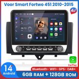 Awesafe Autoradio 10.1" 6GB+128GB - Convient aux Mercedes Benz Smart Fortwo 2010 à 2015 - Carplay sans fil Android Auto - Écran tactile - Navigation GPS 4G WiFi - Radio Bluetooth - 8 cœurs V1PRO