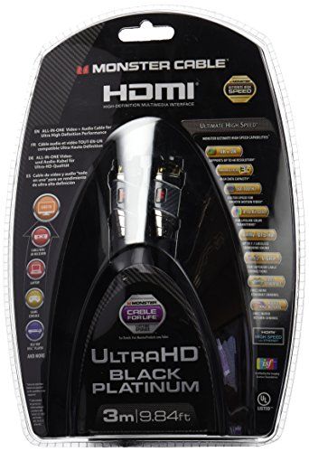 Monster Black Platinum HDMI Cable 4K HDR Ultimate High Speed 3M