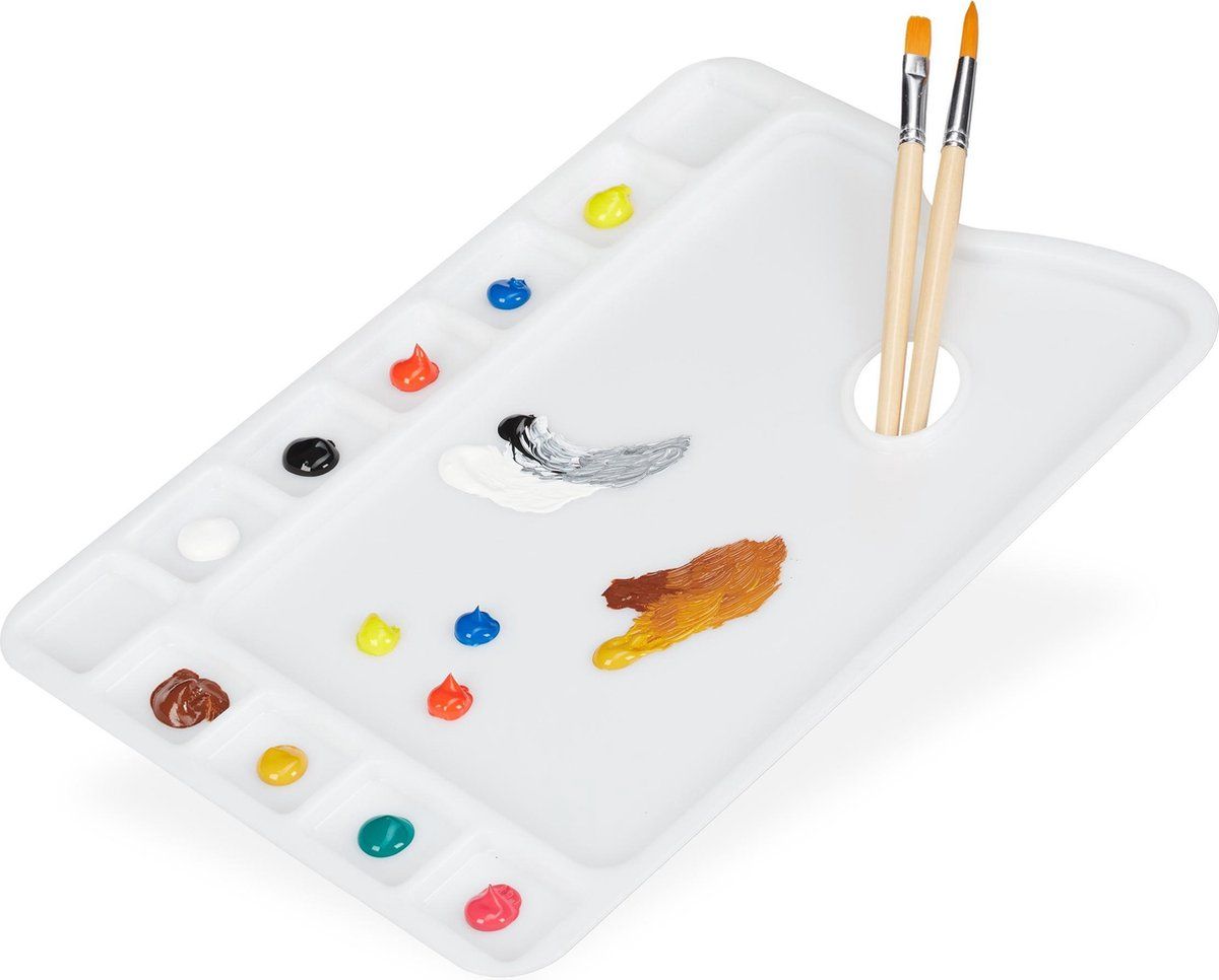 Relaxdays Schilderspalet - Plastic - 11 Vakjes - Wit