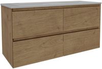 Saniclass Holz Pure Badkamermeubelset - 120x45x60cm - keramische wastafel wit - 2 wasbakken - 2 kraangaten - 4 lades - Eiken Natural
