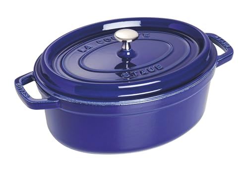STAUB Gietijzeren brander/cocotte, ovaal 29 cm, 4,25 L, donkerblauw