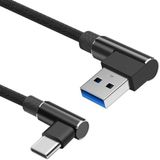 Allteq USB C kabel | 1 meter | Zwart | Haaks | USB 2.0 A Male naar USB-C Male