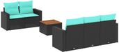 vidaXL 6-delige Loungeset met kussens polyrattan zwart