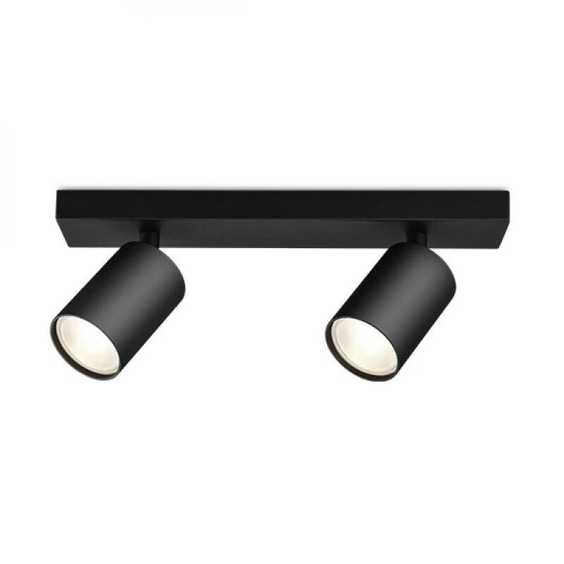 BES LED LED Plafondspot - Brinton Betin - GU10 - 2-lichts - Rond - Mat Zwart - Kantelbaar - Aluminium - Philips CorePro 7W - 4000K