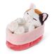 NICI Knuffeldier Sleeping Kitties-kat 12 cm, cre¨me, in een roodroze mand