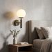 BARCELONA LED Wandlamp "Elsa" met witte melkglazen bol en Zwart metalen aluminium frame