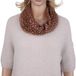 MIRROSI Loop Damen Schal Unifarbe mit Punktenmuster HALBTRANSPARENTm Schlauchschal, (ca. 150x35cm Zweimal um den Hals wickelbar)