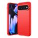 Google Pixel 11 Pro XL Coque en TPU Brossé - Fibre de Carbone - Rouge