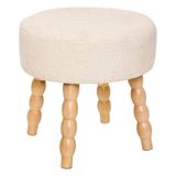 Atmosphera Spolo Velvet Poef - Ø38xH39cm - Wit