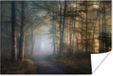 PosterMonkey Poster Bos - Mist - Bomen - Bospad - Natuur - 60x40 cm - Groen - Papier